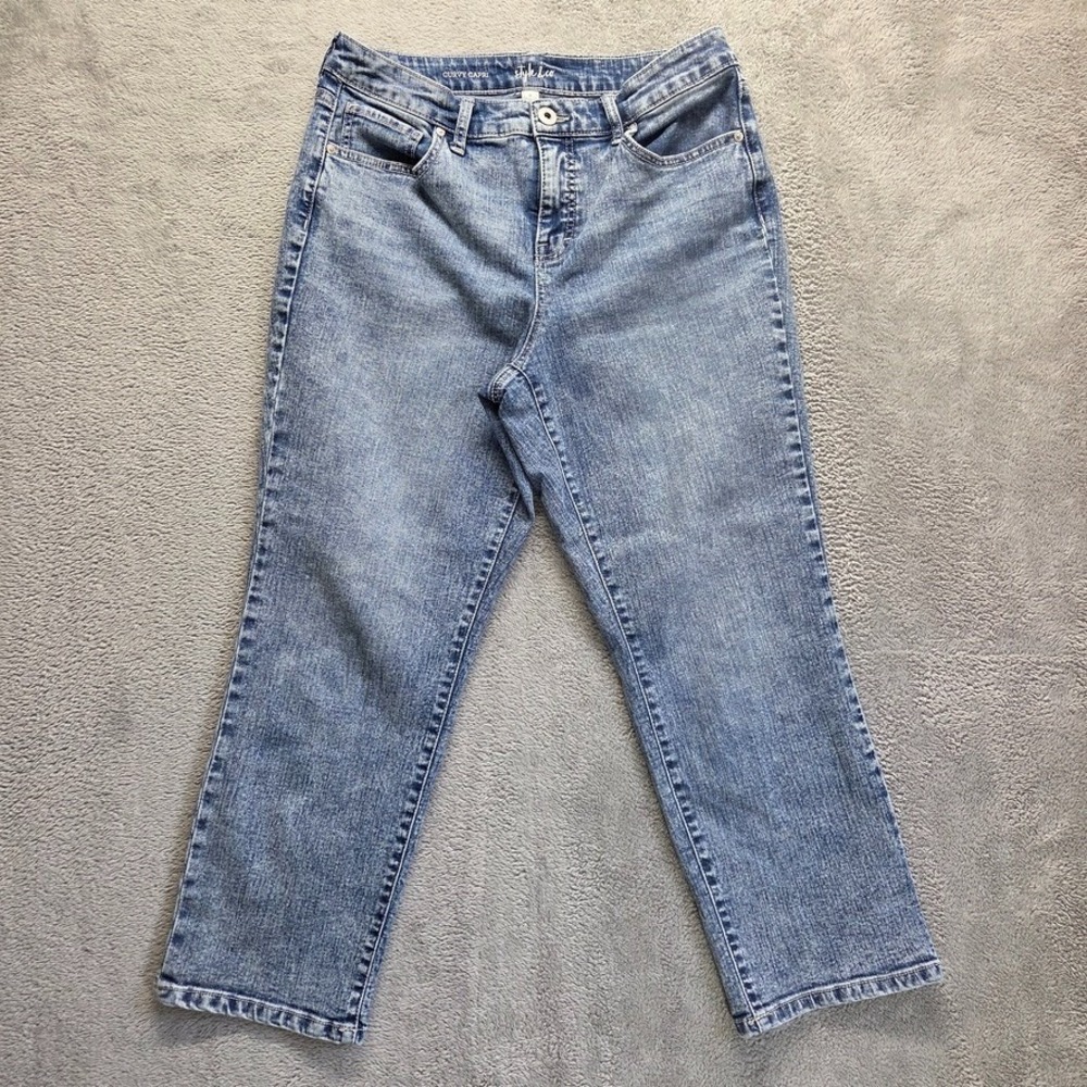 Style & Co Jeans Womens 8 Blue Curvy Capris Mid Rise Stretch Denim